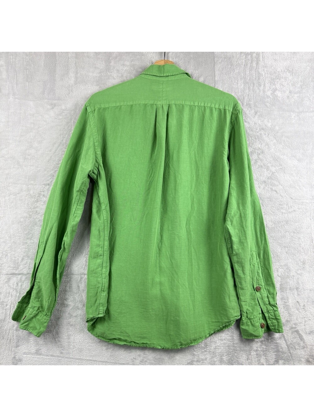 Polo Ralph Lauren Button Up Shirt Size M Green Silk Linen Roll Up Luxury Causal - Picture 3 of 12